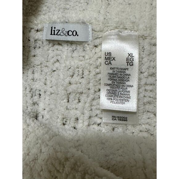 Liz & Co. Women's White Cowl Neck Loose Knit Soft and Comfy Sweater Size XL - Picture 3 of 4